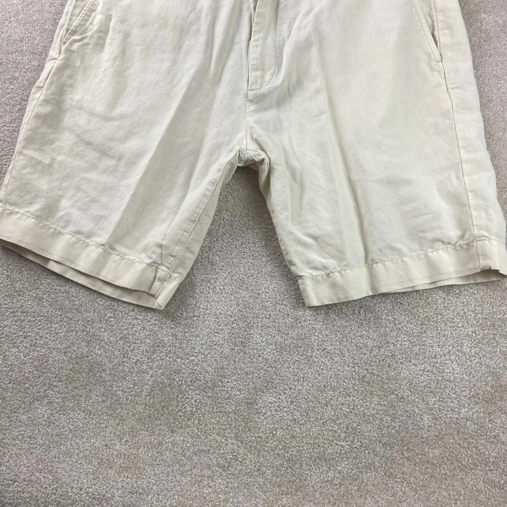 Faherty Shorts Mens 35(Fits 36) Beige Linen Blend Flat Front Casual Summer Beach